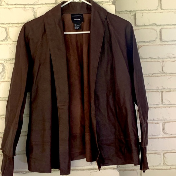Doncaster Collection Jackets & Blazers - Doncaster Collection Brown Leather Shell